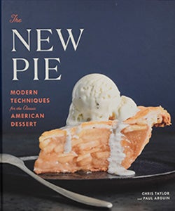 book cover of The New Pie, featuring an apple pie with vanilla ice cream
