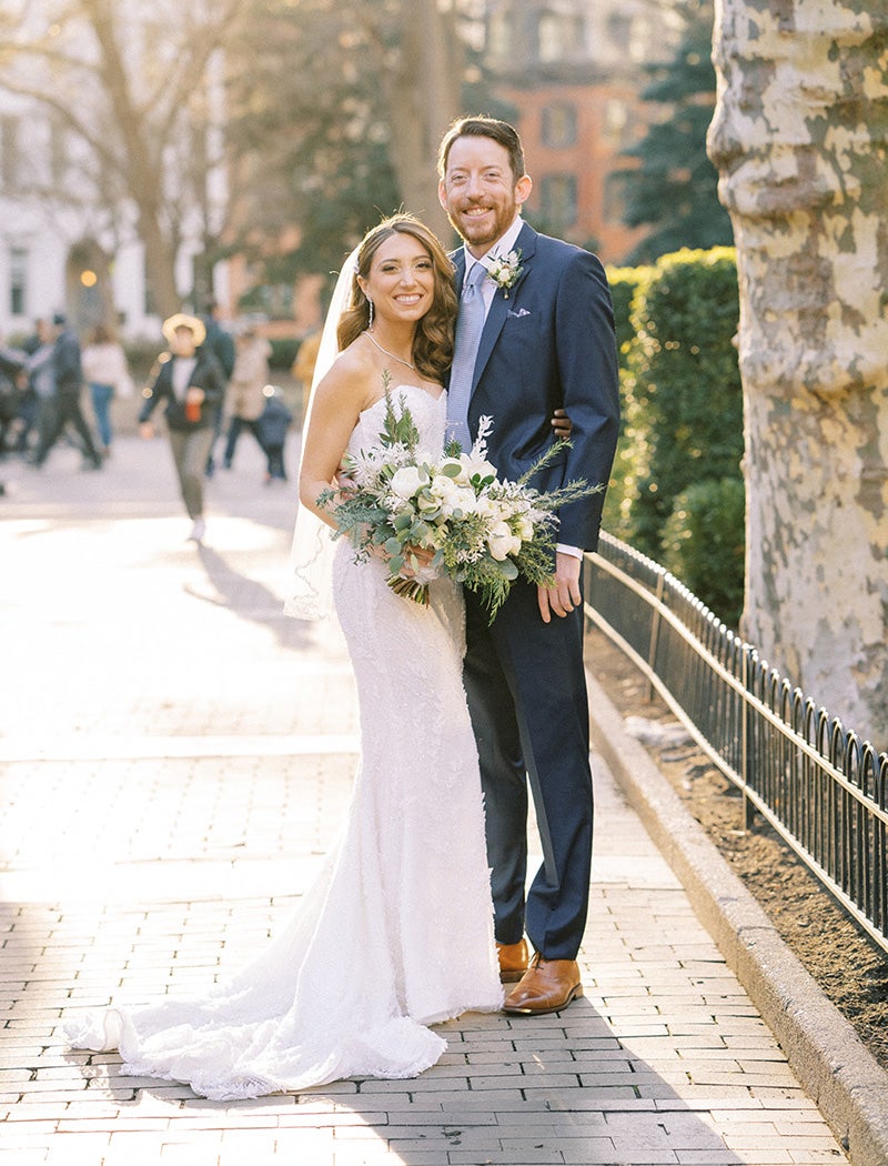 A couple in wedding attire