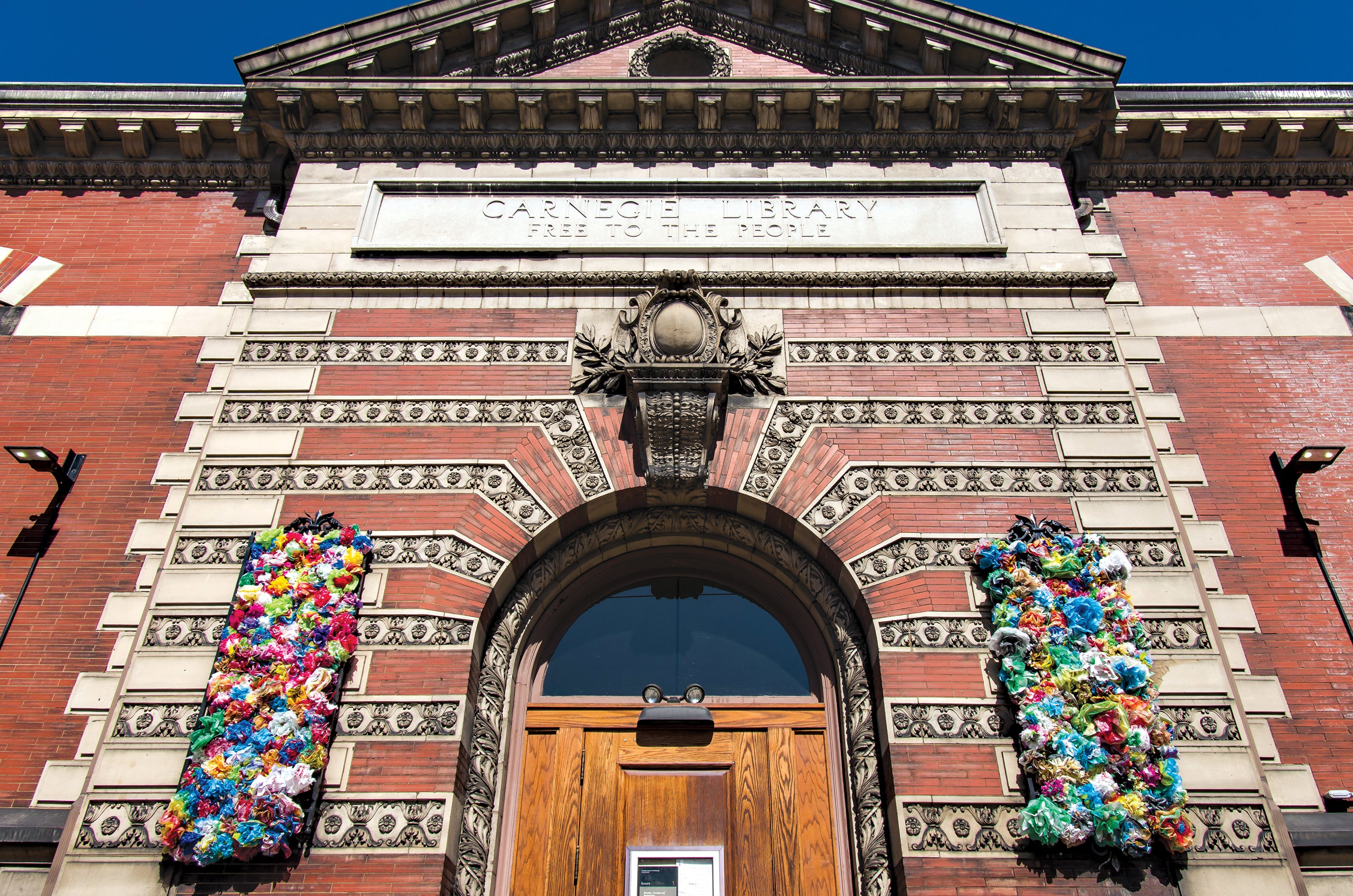 Front of Carnegie Library of Pittsburgh in Lawrenceville