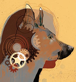 Illustration of dog thinking