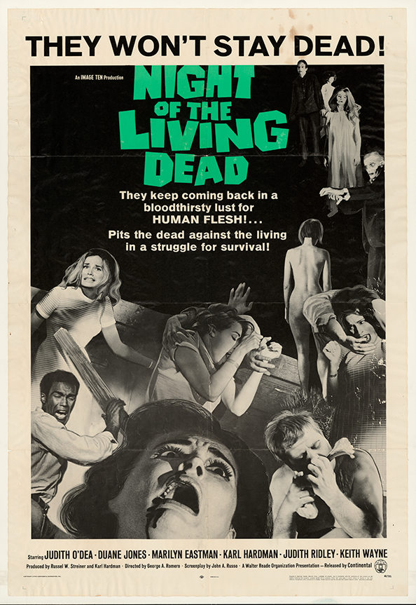 theatrical poster of "Night of the Living Dead," THEY WON'T STAY DEAD