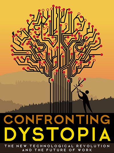 The cover of Confronting Dystopia edited by Eva Paus