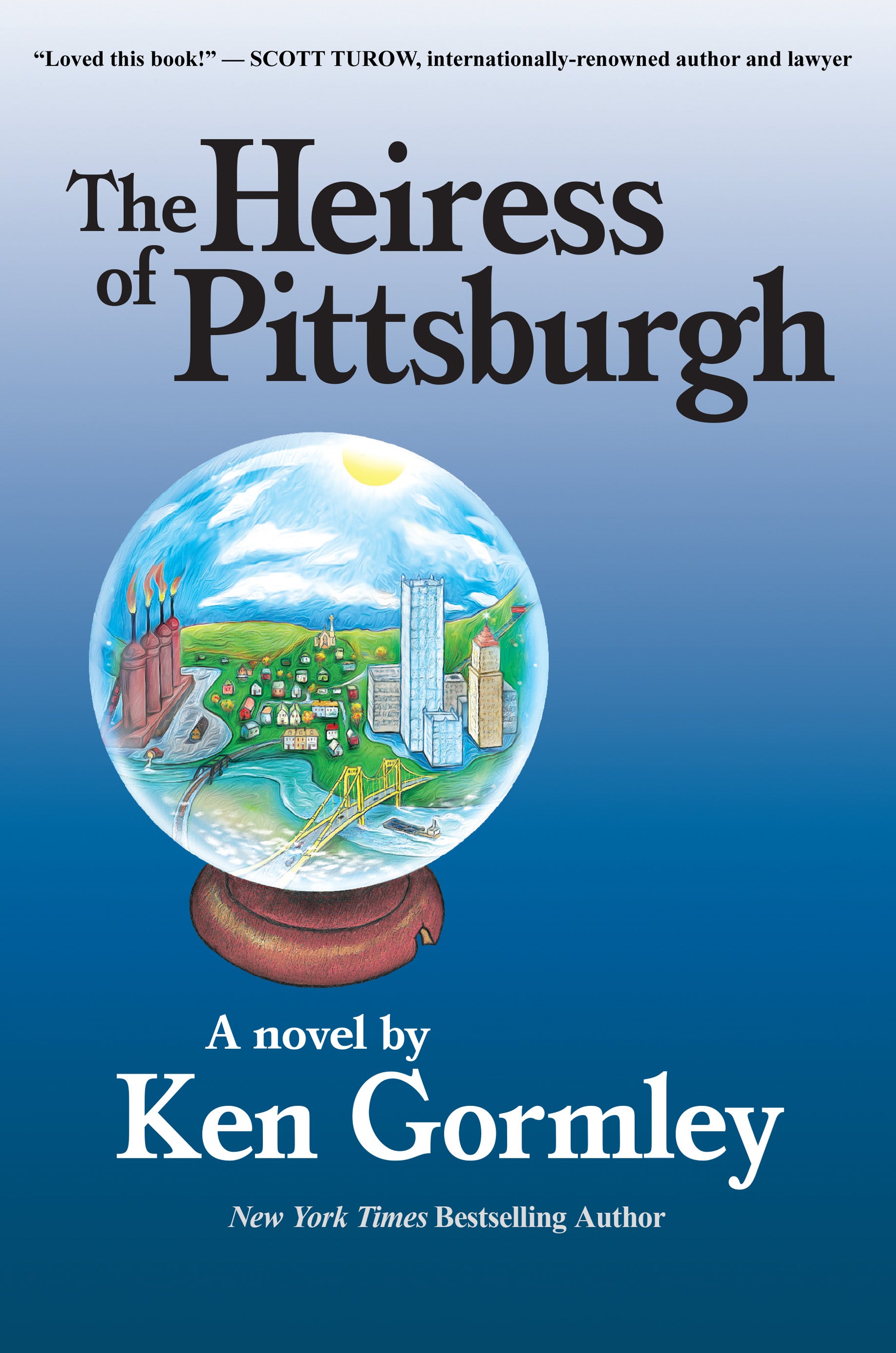 The Heiress of Pittsburgh book cover, with Pittsburgh contained in a crystal ball