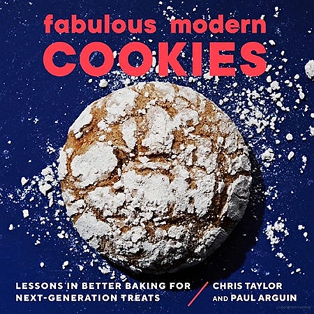 "Fabulous Modern Cookies" book cover by Chris Taylor and Paul Arguin, features photo of pumpkin crinkle
