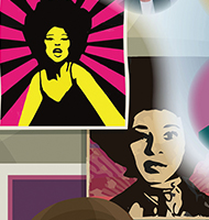 posters of "Betty," woman with Afro