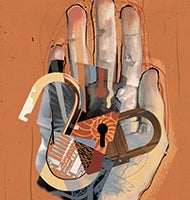 Lock, hand illustration