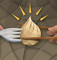 Fork, dumpling, chopsticks
