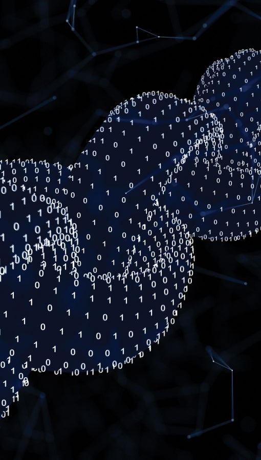 An illustration of a chain link made up of ones and zeroes.