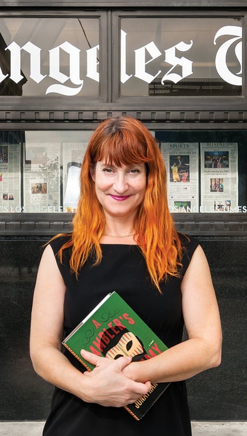 Carolyn Kellogg in front of the office of the Los Angeles Times