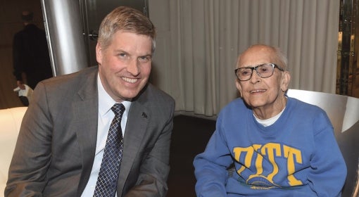 Chancellor Patrick Gallagher met L. Walter Sumansky (A&S ’52) in Los Angeles.