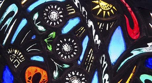 Close-up of stained-glass window in Heinz Memorial Chapel