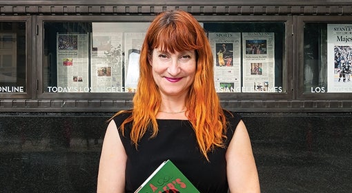 Carolyn Kellogg in front of the office of the Los Angeles Times