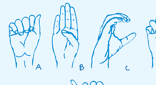 illustrated chart of one-hand manual alphabet