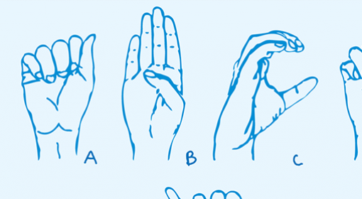 illustrated chart of one-hand manual alphabet