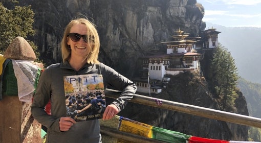 Jessica Rozek with Pitt Magazine in Bhutan