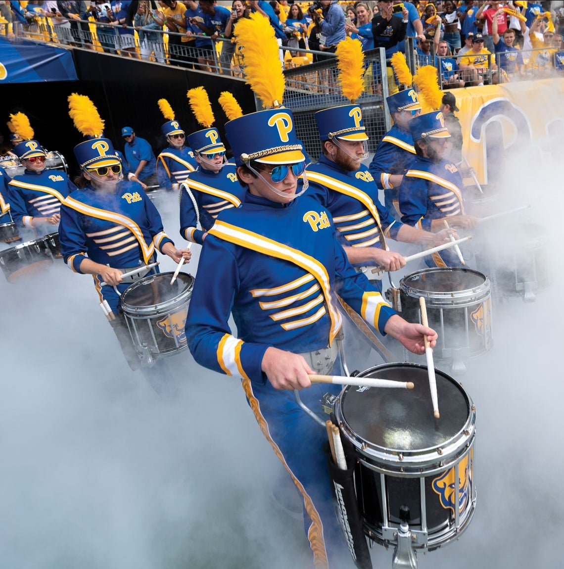 Pitt Band playing at a Pitt Panthers football game